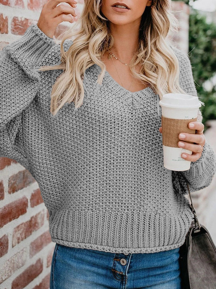 Women's lounge sweater with a relaxed fit and deep V-neck NOVAE