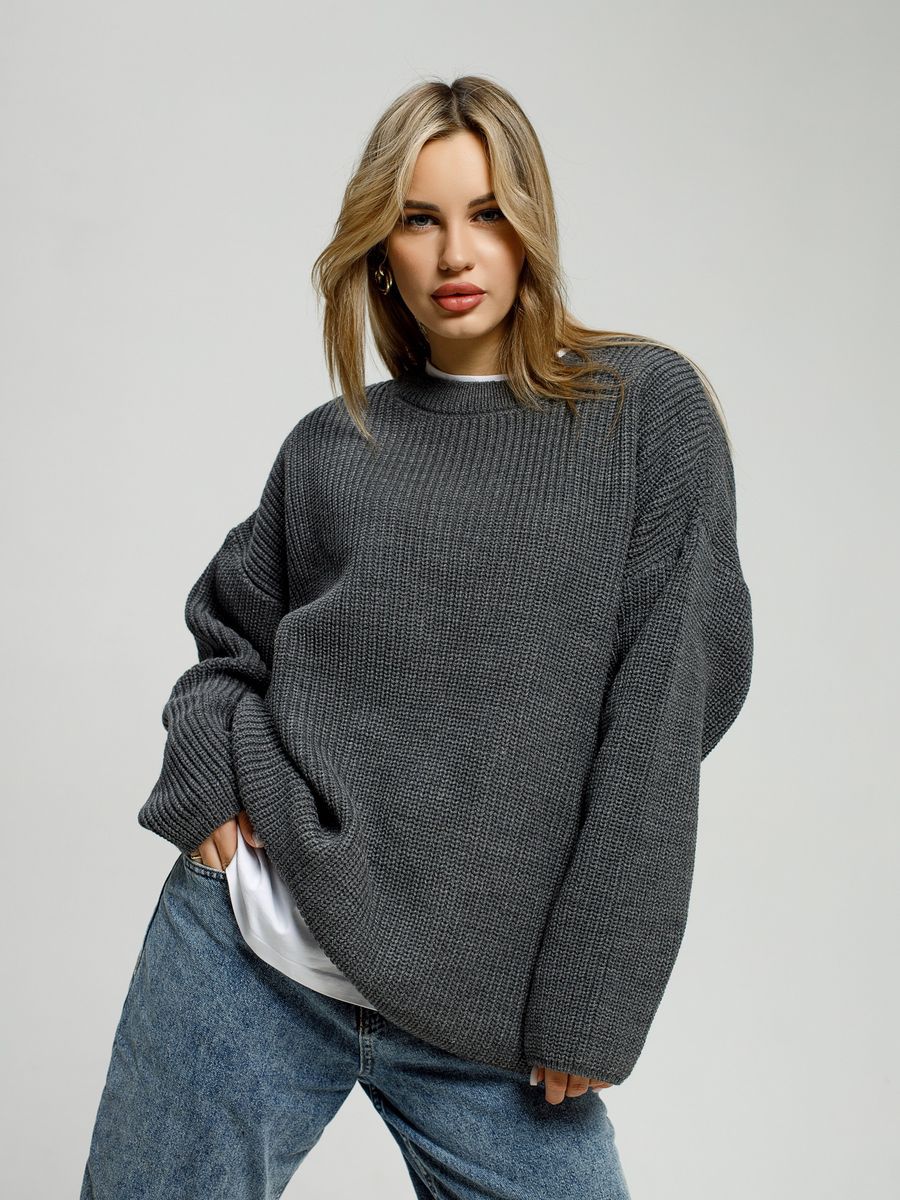 Women's casual oversized sweater with textured knit pattern NOVAE