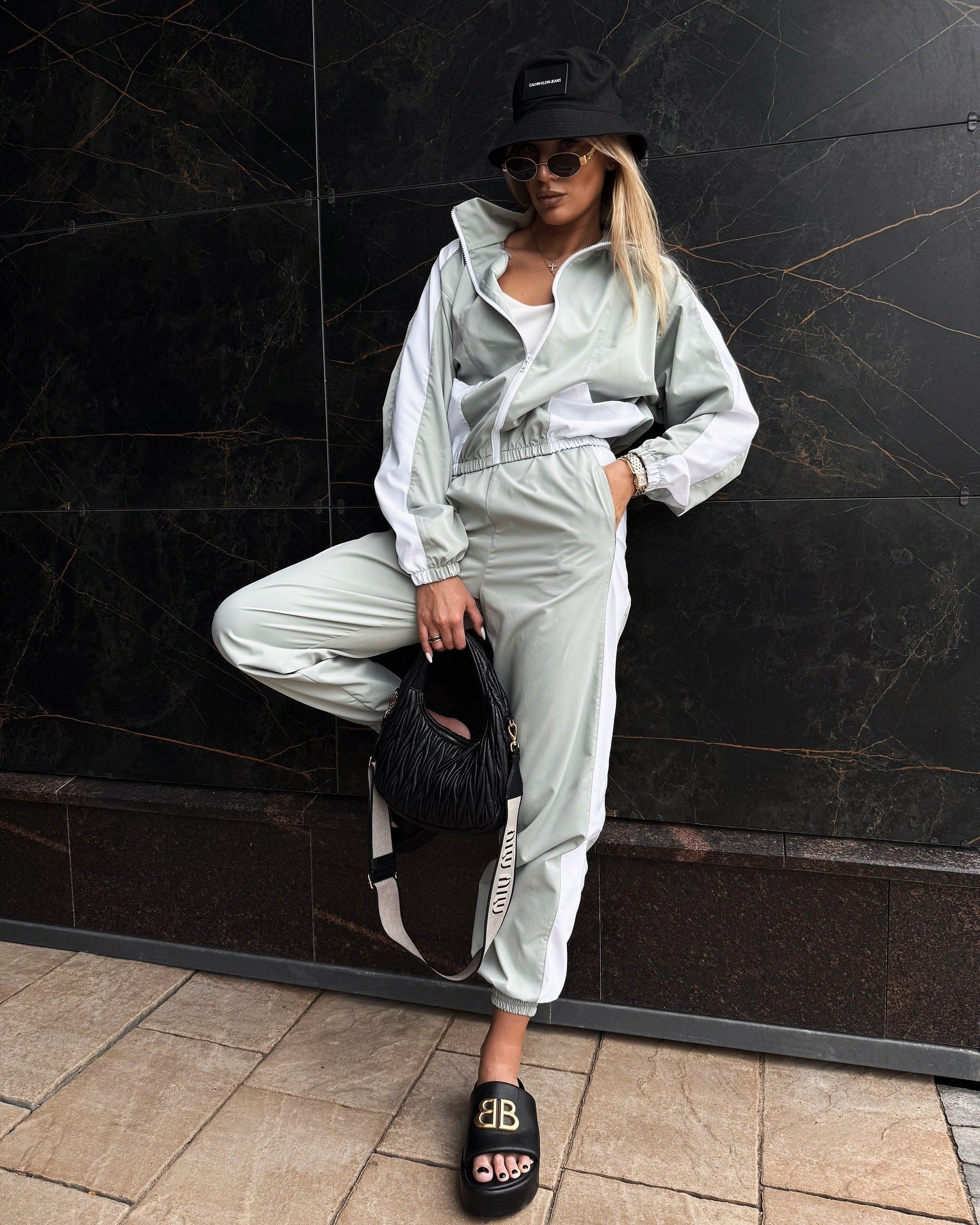 Women's fashionable jumpsuit with high collar and elastic waistband NOVAE