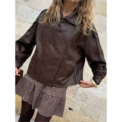 Women's trendy leather jacket in urban style NOVAE