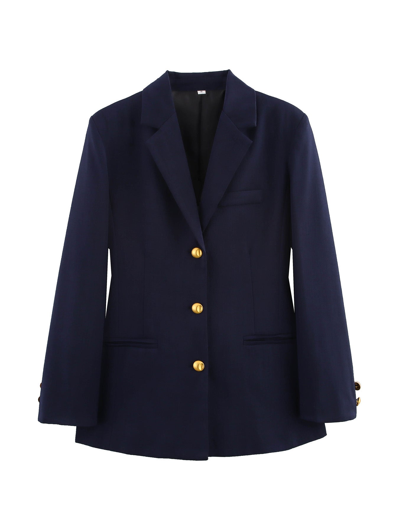 Women's checked blazer with gold buttons and practical pockets NOVAE