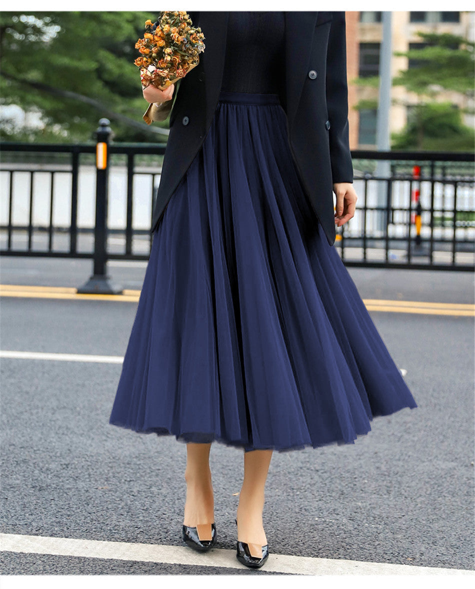 Women's Elegant Tulle Skirt with Wide Swing Cut and Elastic Waistband NOVAE