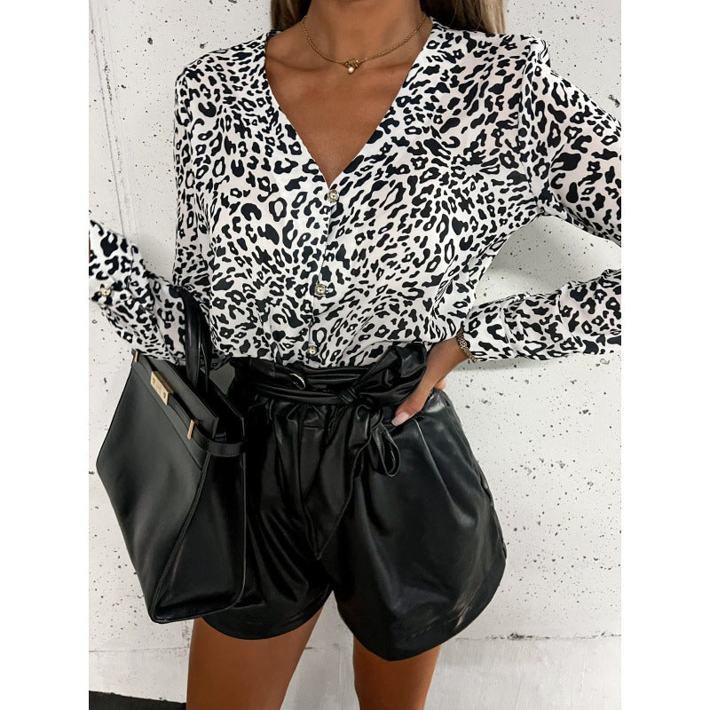 Women's Elegant Blouse in Fashionable Leopard Print NOVAE