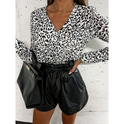 Women's Elegant Blouse in Fashionable Leopard Print NOVAE