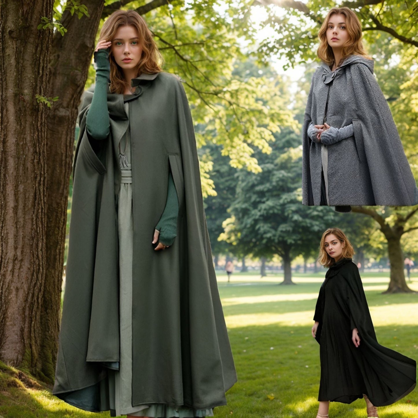 Women's elegant hooded cape made of high-quality fabric NOVAE