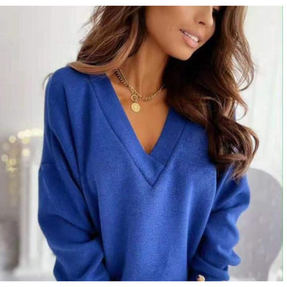 Women's casual V-neck sweater in a soft cotton blend NOVAE