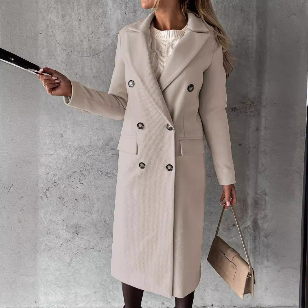 Women's elegant and timeless trench coat with double button placket and practical pockets NOVAE