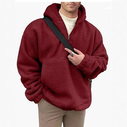 Men's cozy fleece pullover with half zipper NOVAE