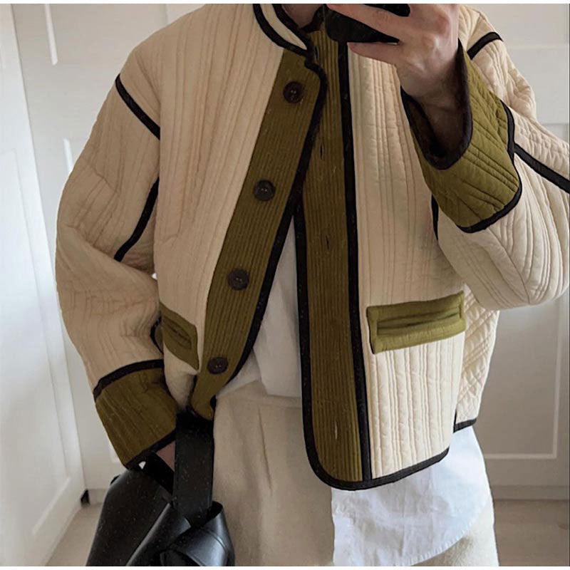 Women's quilted transitional jacket with decorative pockets NOVAE