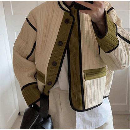 Women's quilted transitional jacket with decorative pockets NOVAE