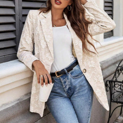 Women's Elegant Blazer Jacket with Floral Embroidery Design NOVAE