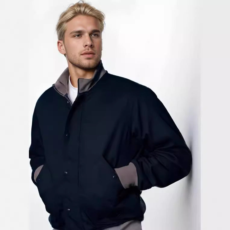 Men's casual transitional jacket with high collar and practical pockets NOVAE