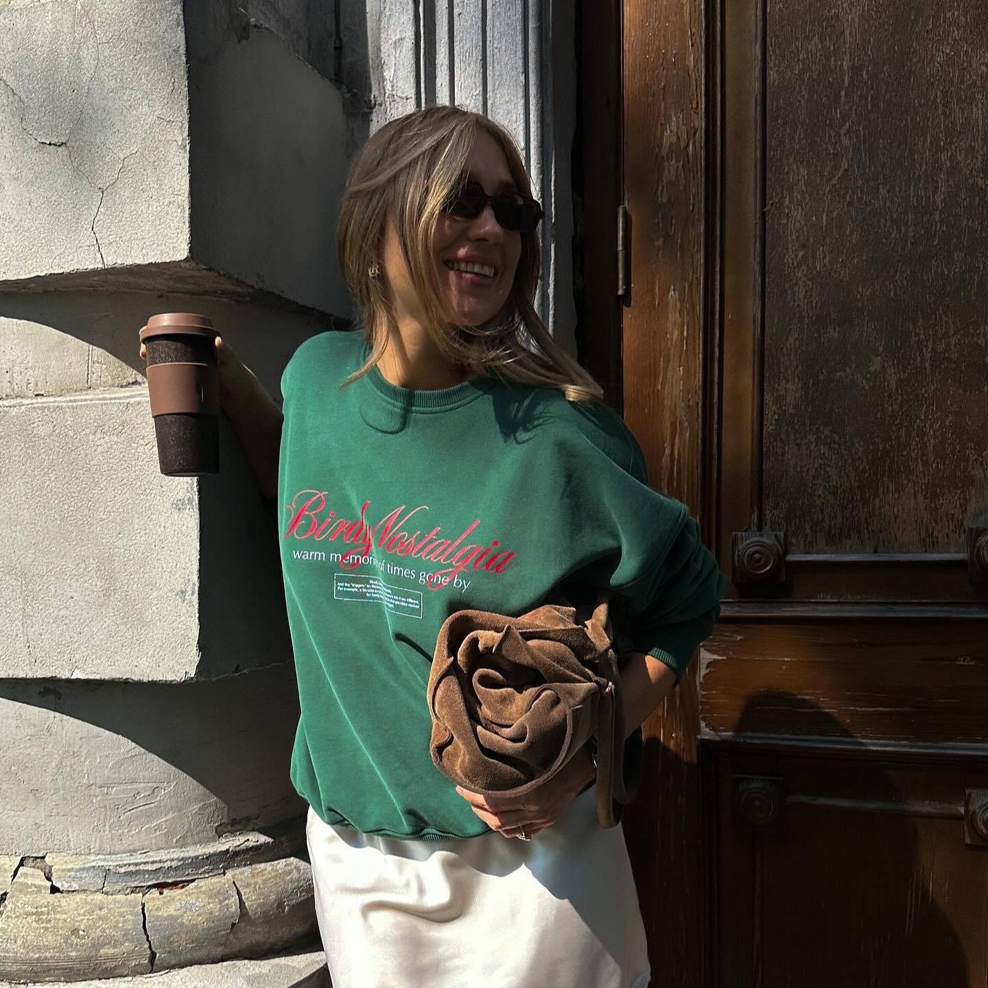 Women's casual sweatshirt with creative lettering and comfortable fit NOVAE