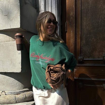 Women's casual sweatshirt with creative lettering and comfortable fit NOVAE