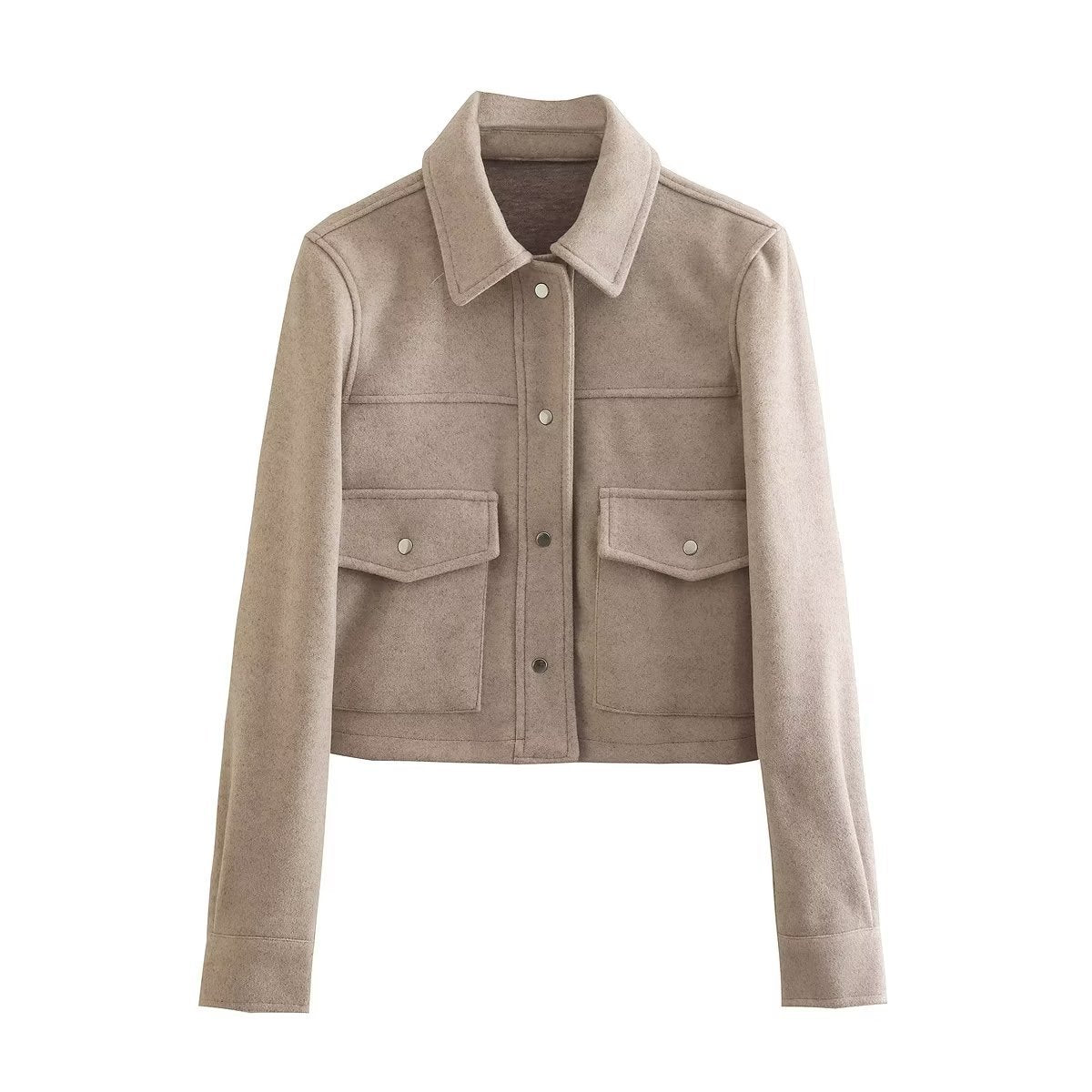 Women's short jacket made of high-quality material with practical chest pockets NOVAE