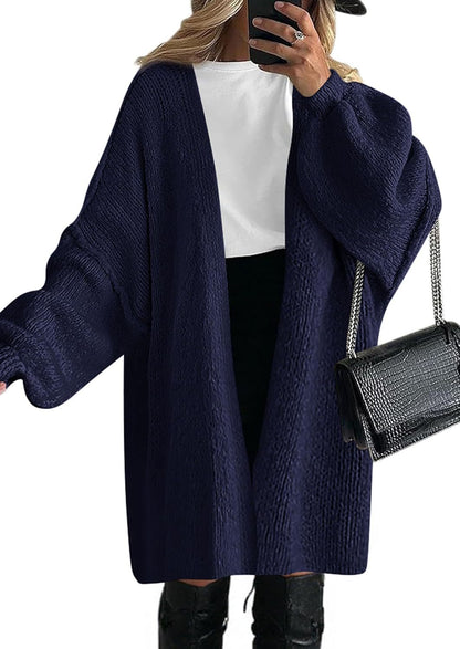 Women's Casual Knit Coat with Deep V-Neck and Wide Sleeves NOVAE