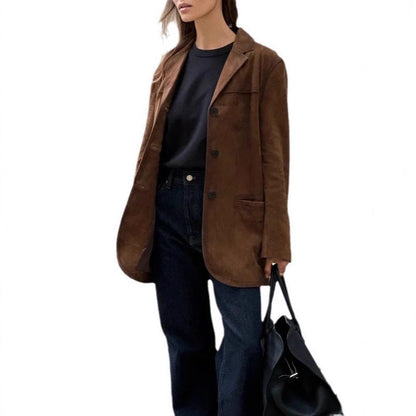 Women's elegant suede jacket with a practical cut NOVAE