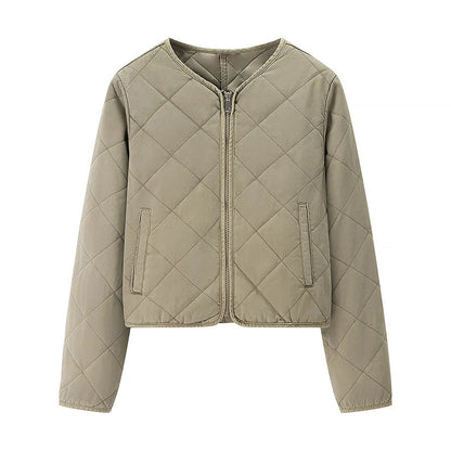 Women's quilted transitional jacket with practical pockets and elegant stand-up collar NOVAE
