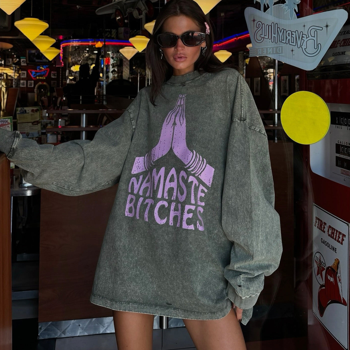 Women's oversized sweatshirt with creative lettering and a relaxed fit NOVAE