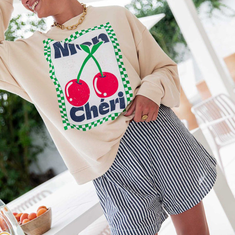 Women's sweatshirt with a creative fruit motif and a relaxed fit NOVAE