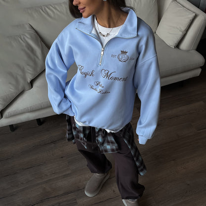 Women's sweatshirt with a modern stand-up collar and creative print NOVAE