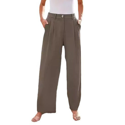 Women's wide-leg high-waisted trousers with side pockets NOVAE