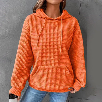 Women's waffle-textured hoodie with a comfortable fit and practical pocket NOVAE