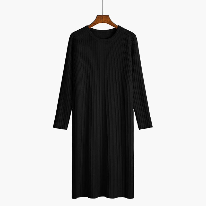 Women's knit dress with fine rib structure NOVAE