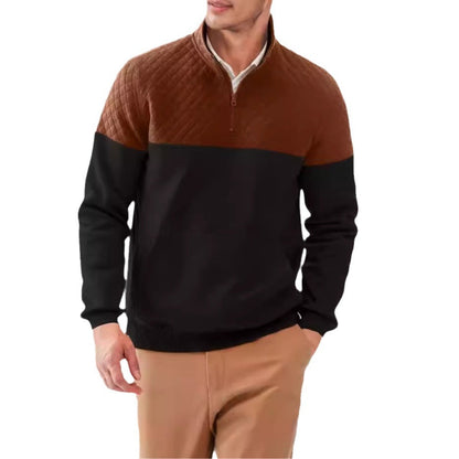 Men's fleece pullover with quilted details and high collar NOVAE