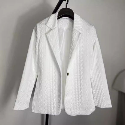Women's elegant knitted blazer jacket with cable pattern NOVAE