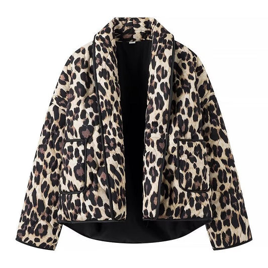 Women's fashionable jacket with animal print and pockets NOVAE
