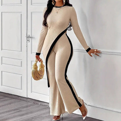 Women's Modern Jumpsuit with Side Slit and Contrasting Accents NOVAE
