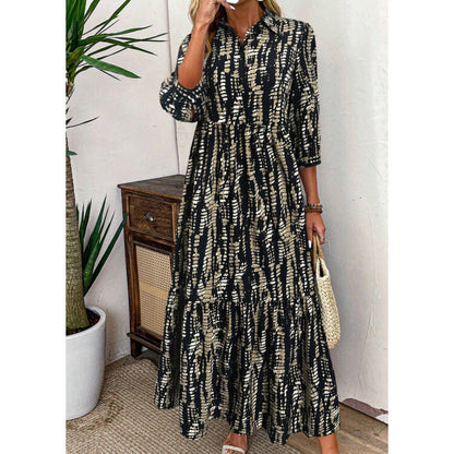 Women's shirt dress with sophisticated ruffle details and asymmetrical hem NOVAE