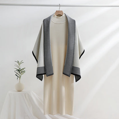 Women's knitted dress with draped cardigan NOVAE