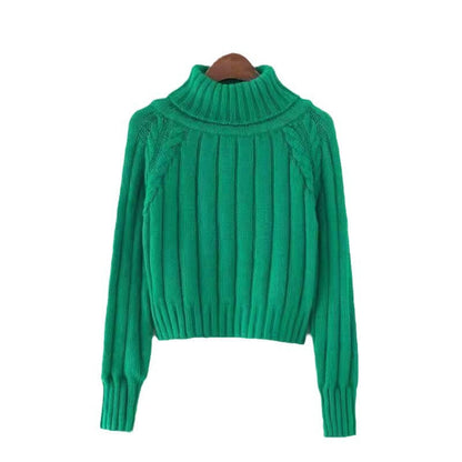 Women's knit sweater with high collar and ribbed texture NOVAE
