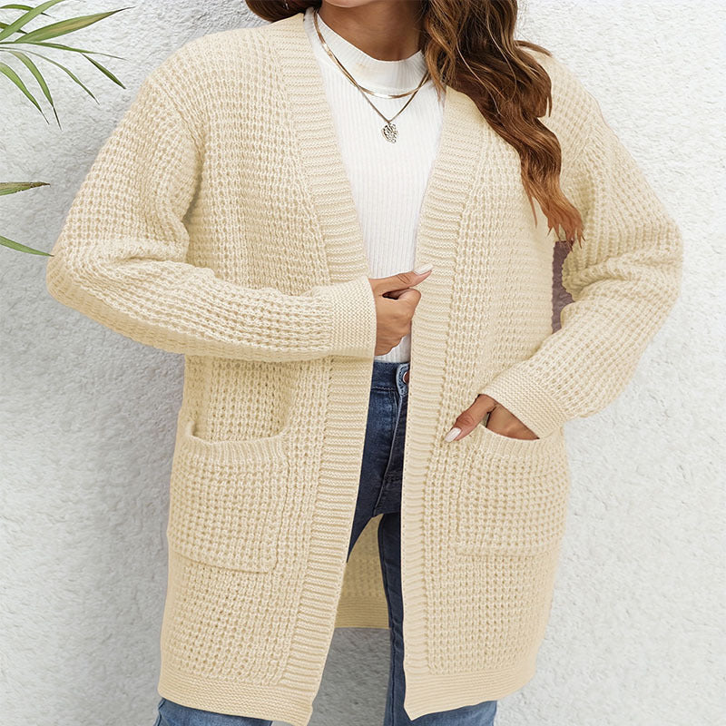 Women's knitted cardigan with patch pockets and a relaxed fit NOVAE