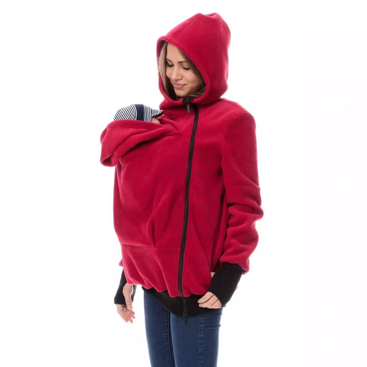 Women's carrier jacket made of cozy fleece with an extended cut NOVAE
