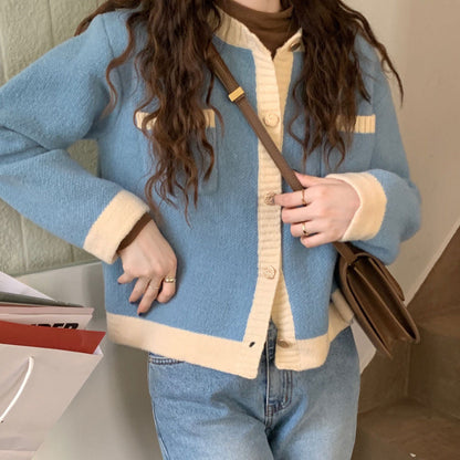 Women's cardigan with high-quality details and fashionable two-tone design NOVAE