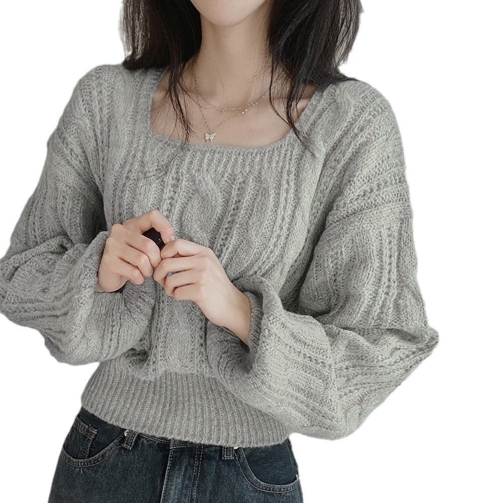 Women's fashionable knitted sweater with cable pattern and loose fit NOVAE
