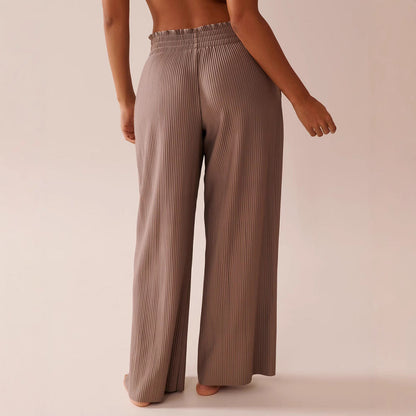 Women's pleated trousers with elasticated waistband and side pockets NOVAE
