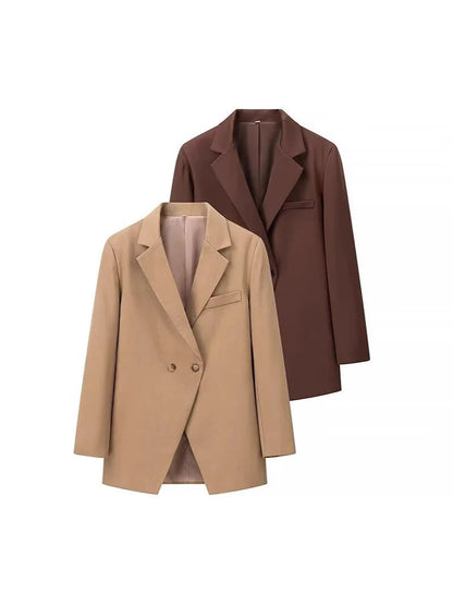 Women's elegant oversized blazer with double button placket and practical pockets NOVAE