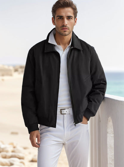 Men's fashionable transitional jacket in a sporty cut with zipper and practical pockets NOVAE