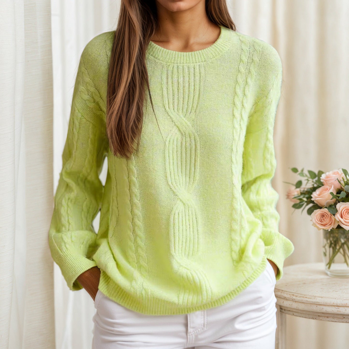 Women's cable-knit sweater with a relaxed fit NOVAE