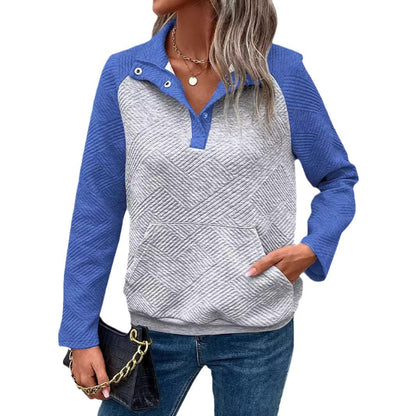 Women's fashionable stand-up collar sweater with textured surface NOVAE