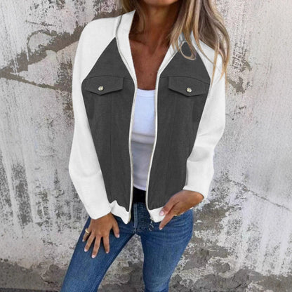 Women's Cool Sweatshirt with Side Pockets and Fashionable Appliqués NOVAE