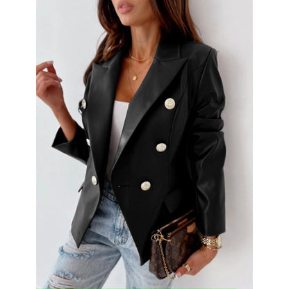 Women's fashionable blazer jacket with double-breasted button closure and elegant accents NOVAE