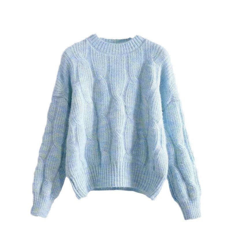 Women's chunky knit sweater with innovative wave pattern NOVAE