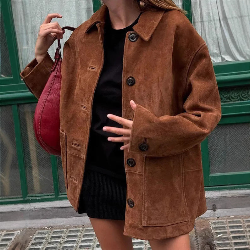 Women's fashionable suede jacket in a casual oversized cut NOVAE