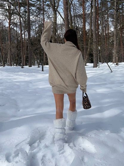 Women's Oversized Knit Sweater with High Neck NOVAE