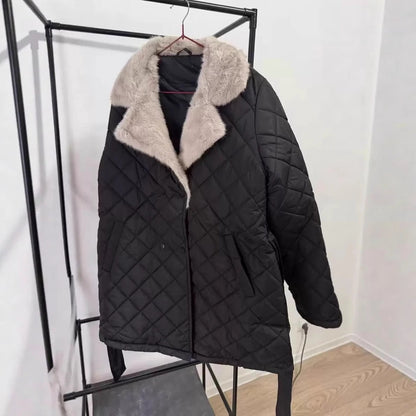Women's quilted winter jacket with soft collar and practical pockets NOVAE